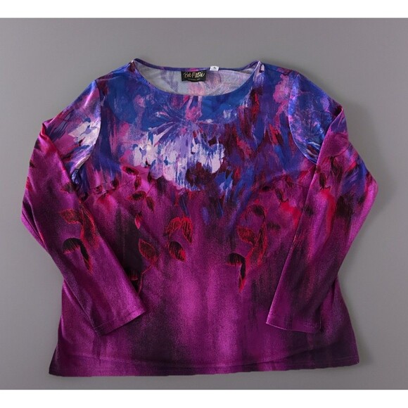 Bob Mackie Wearable Art Purple Pink Floral Tunic Size Large Vintage 90s Eclectic - Picture 1 of 7